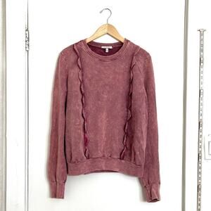 Anthropologie ERI + ALI Weckerlie Scalloped Mauve  Sweatshirt M
